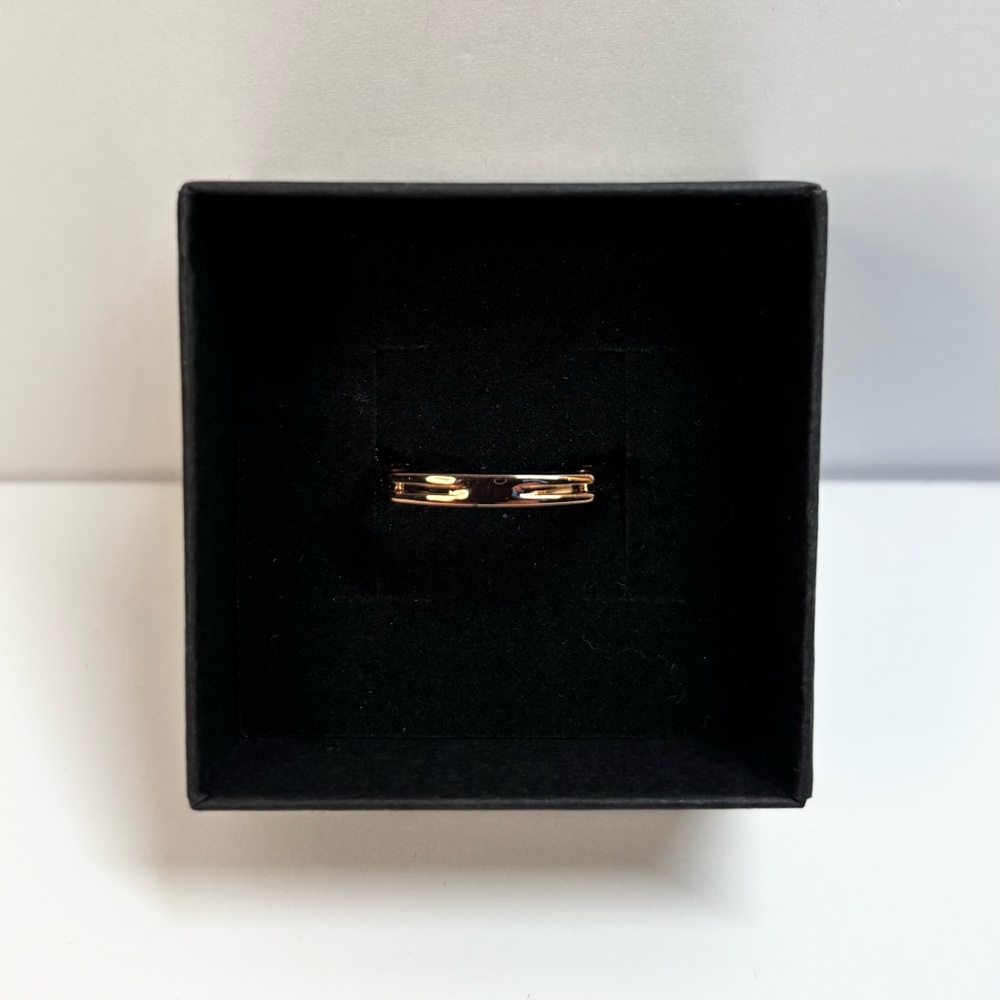 18k rose gold-plated square band ring with magenta stones - Picture 7 of 8